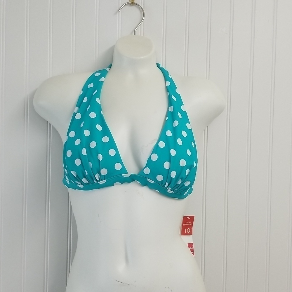 Elle Bikini Swim Top Polka Dot Teal
